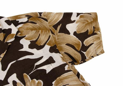 ISSEY MIYAKE Cotton Linen Leaf Print S/S Shirt Beige Size M