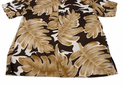 ISSEY MIYAKE Cotton Linen Leaf Print S/S Shirt Beige Size M