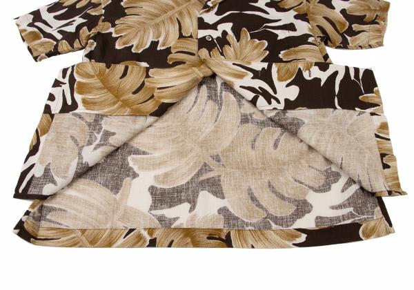 ISSEY MIYAKE Cotton Linen Leaf Print S/S Shirt Beige Size M