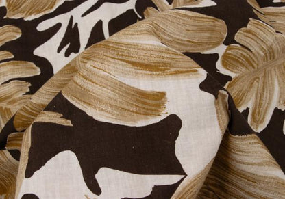 ISSEY MIYAKE Cotton Linen Leaf Print S/S Shirt Beige Size M