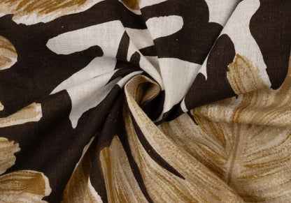 ISSEY MIYAKE Cotton Linen Leaf Print S/S Shirt Beige Size M