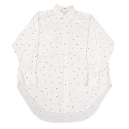 ISSEY MIYAKE I.S. White Navy Cotton Print Shirt Size 9