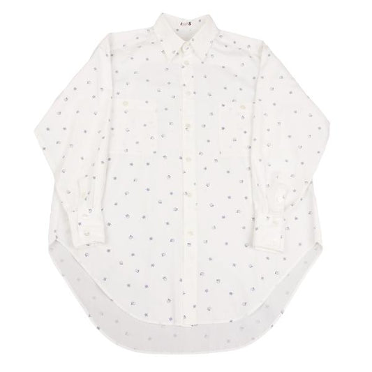 ISSEY MIYAKE I.S. White Navy Cotton Print Shirt Size 9