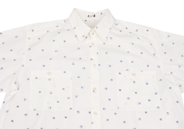 ISSEY MIYAKE I.S. White Navy Cotton Print Shirt Size 9