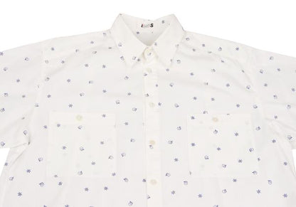 ISSEY MIYAKE I.S. White Navy Cotton Print Shirt Size 9