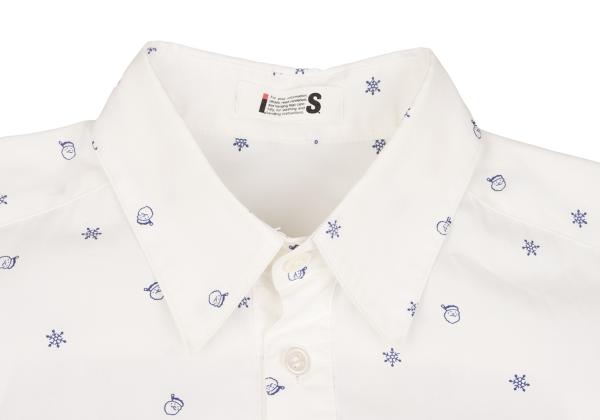 ISSEY MIYAKE I.S. White Navy Cotton Print Shirt Size 9