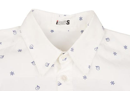 ISSEY MIYAKE I.S. White Navy Cotton Print Shirt Size 9