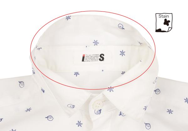 ISSEY MIYAKE I.S. White Navy Cotton Print Shirt Size 9