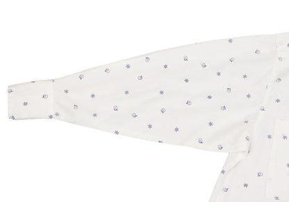 ISSEY MIYAKE I.S. White Navy Cotton Print Shirt Size 9