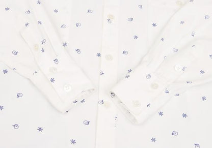 ISSEY MIYAKE I.S. White Navy Cotton Print Shirt Size 9