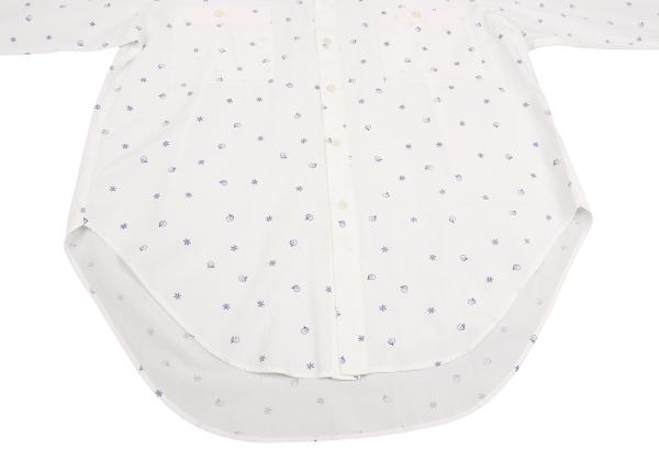 ISSEY MIYAKE I.S. White Navy Cotton Print Shirt Size 9
