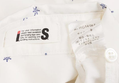 ISSEY MIYAKE I.S. White Navy Cotton Print Shirt Size 9