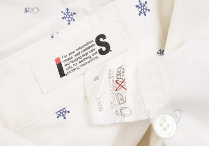 ISSEY MIYAKE I.S. White Navy Cotton Print Shirt Size 9