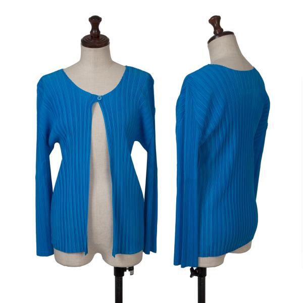 PLEATS PLEASE Pleated 1-Button Cardigan Blue Size 3