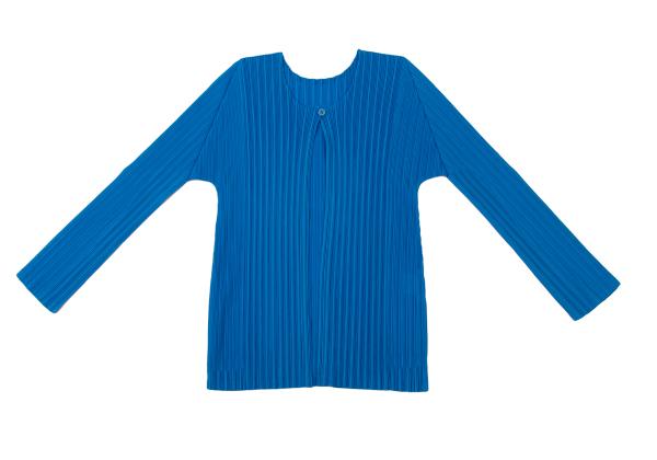 PLEATS PLEASE Pleated 1-Button Cardigan Blue Size 3
