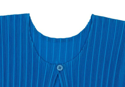 PLEATS PLEASE Pleated 1-Button Cardigan Blue Size 3