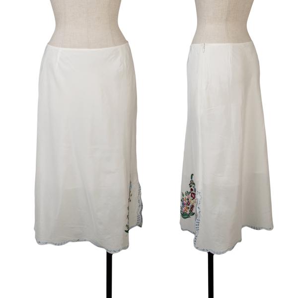 KEITA MARUYAMA Silk Cotton Flower Embroidered Skirt Size 1