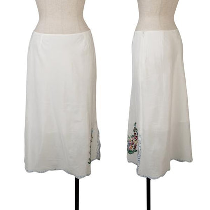 KEITA MARUYAMA Silk Cotton Flower Embroidered Skirt Size 1