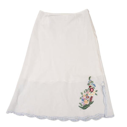 KEITA MARUYAMA Silk Cotton Flower Embroidered Skirt Size 1