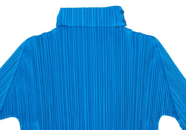 PLEATS PLEASE Fold-Over Pleated Short Sleeve Top Blue Size 3