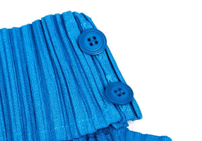 PLEATS PLEASE Fold-Over Pleated Short Sleeve Top Blue Size 3