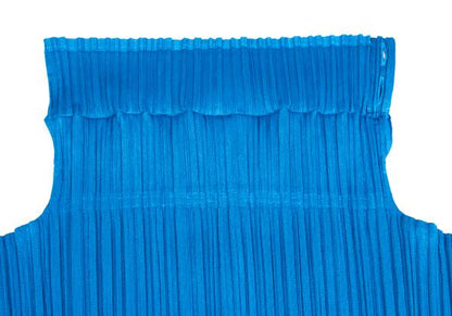 PLEATS PLEASE Fold-Over Pleated Short Sleeve Top Blue Size 3