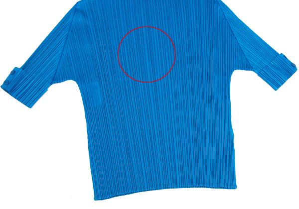 PLEATS PLEASE Fold-Over Pleated Short Sleeve Top Blue Size 3