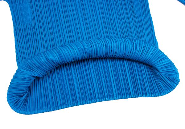 PLEATS PLEASE Fold-Over Pleated Short Sleeve Top Blue Size 3