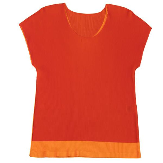 PLEATS PLEASE Bi-Color Mist Pleats Tank Top Orange Size 3