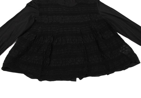 COMME des GARCONS Mesh Border Back Button Long Top Size M