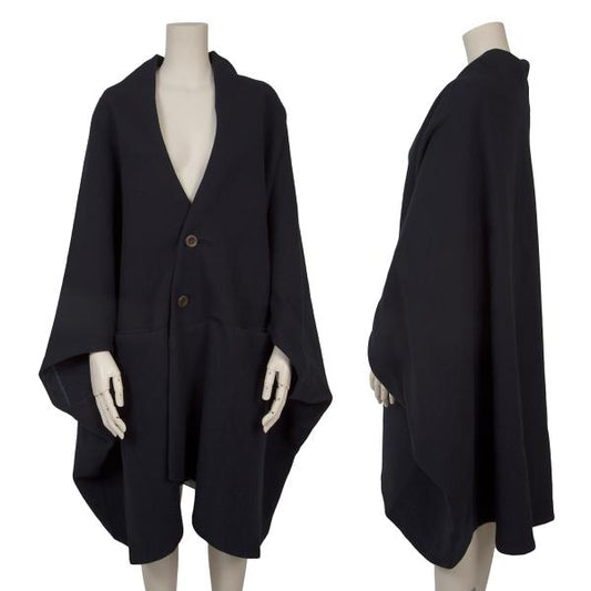 ohta Wool Back Slit Sleeveless Coat Blue Size F