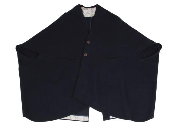 ohta Wool Back Slit Sleeveless Coat Blue Size F