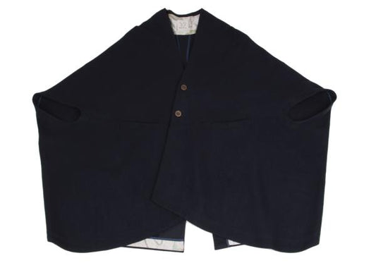 ohta Wool Back Slit Sleeveless Coat Blue Size F
