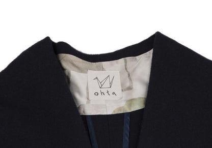 ohta Wool Back Slit Sleeveless Coat Blue Size F