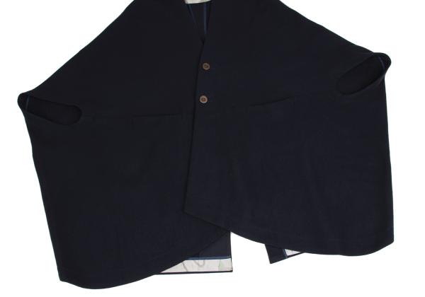 ohta Wool Back Slit Sleeveless Coat Blue Size F