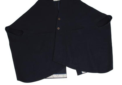 ohta Wool Back Slit Sleeveless Coat Blue Size F