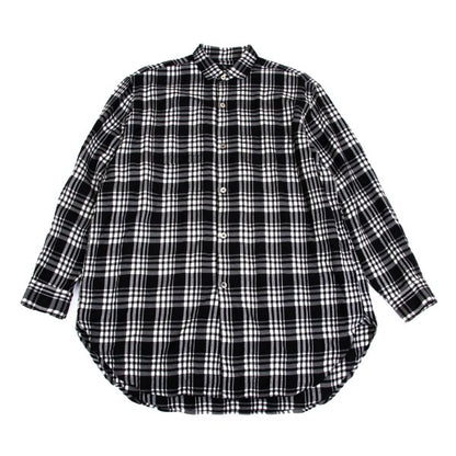 Y's Wool Rayon Check Long Sleeve Shirt Off-Black Size L