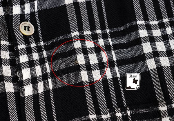 Y's Wool Rayon Check Long Sleeve Shirt Off-Black Size L
