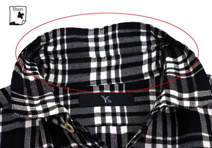Y's Wool Rayon Check Long Sleeve Shirt Off-Black Size L