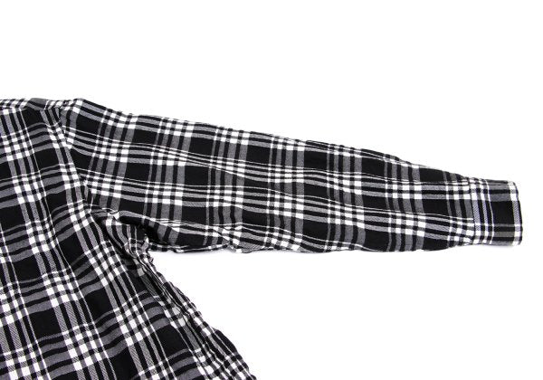 Y's Wool Rayon Check Long Sleeve Shirt Off-Black Size L