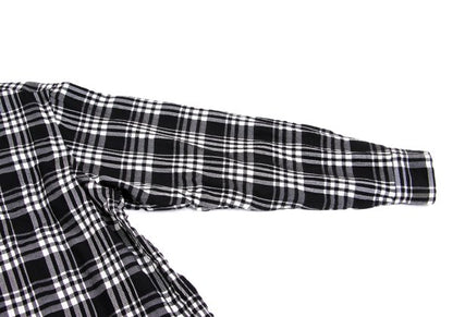 Y's Wool Rayon Check Long Sleeve Shirt Off-Black Size L