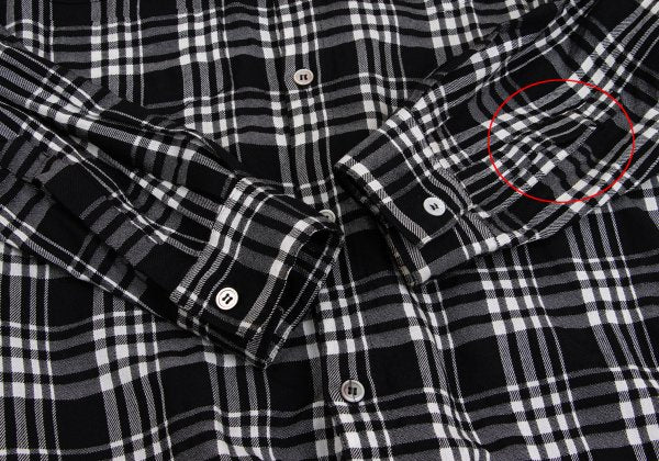 Y's Wool Rayon Check Long Sleeve Shirt Off-Black Size L