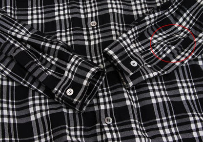 Y's Wool Rayon Check Long Sleeve Shirt Off-Black Size L
