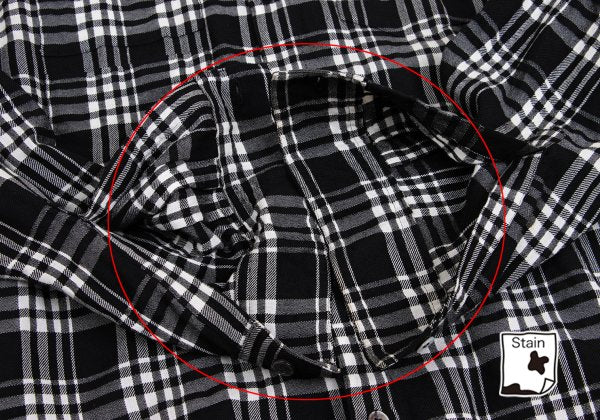 Y's Wool Rayon Check Long Sleeve Shirt Off-Black Size L