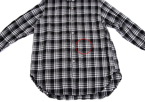 Y's Wool Rayon Check Long Sleeve Shirt Off-Black Size L