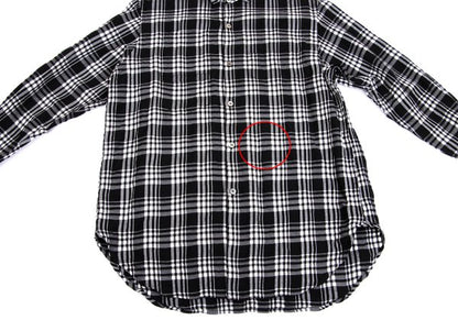 Y's Wool Rayon Check Long Sleeve Shirt Off-Black Size L