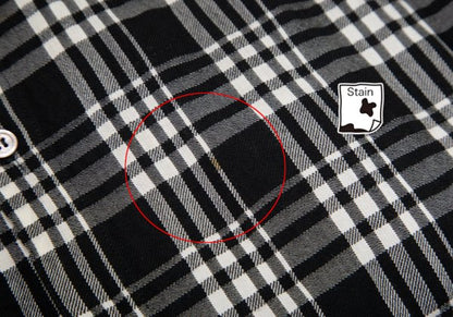Y's Wool Rayon Check Long Sleeve Shirt Off-Black Size L