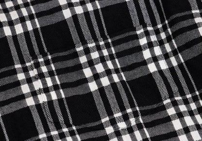 Y's Wool Rayon Check Long Sleeve Shirt Off-Black Size L