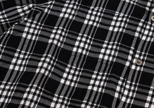 Y's Wool Rayon Check Long Sleeve Shirt Off-Black Size L