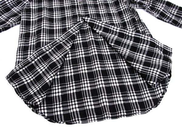 Y's Wool Rayon Check Long Sleeve Shirt Off-Black Size L